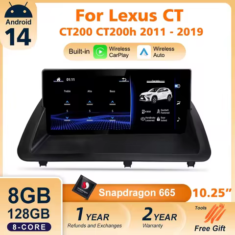Android 14 Car Radio CarPlay Screen For Lexus CT CT200 CT200h 2012-2020 GPS Navigation Snapdragon 8+