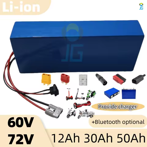 JG 72V 5000W Battery 30Ah 50Ah 60V 12Ah 30Ah 50Ah Lithium Ion for 800W 10KW 14KW Two-Wheeler Citycoc