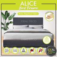 Ideal Deco - Alice : Full Solid Wood Water Repellent Fabric Bedframe / Katil / Divan (Single/S.Singl