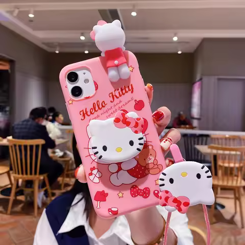 Sanrio 3D Cartoon Kitty Melody Phone Holder Case For OPPO A59 A5S A12 A12S A5X A60 A7 A73 A74 A95 A7