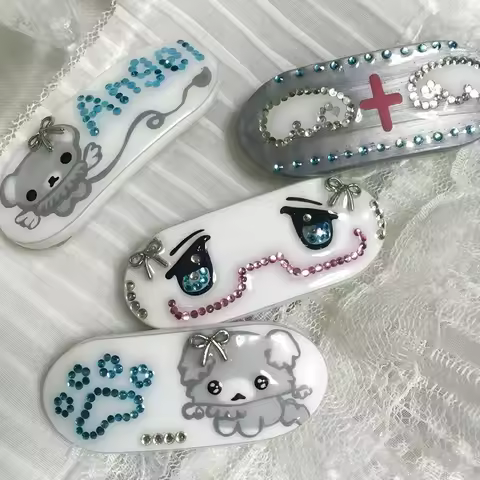 Vintage Y2K Kawaii Dog Paw Angel Bear Cross Wings Sweet Side Clip Hairpin Hair Accessories For Women