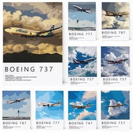 WZPQ American Airlines Boeing 737 Poster Printing Decorative Canvas Painting Living Room Bedroom Gif