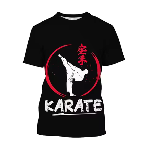 Summer New Men's Top 3D Printed Pattern Karate Leisure Comfortable Sports Fashion Short Sleeve Trend