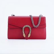 Sling Bag♦◘☊[95 New] Gucci/Gucci Women s Bag DIONYSUS Red Diamond Buckle Full Leather Bacchus Chain