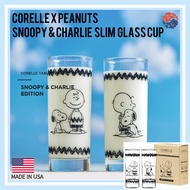 Corelle x Peanuts Snoopy &amp; Charlie  Slim Glass Cup 2p set (Together,Hug)/Made in USA /Snoopy Mug/Character Glass Cup/ Corelle Cups