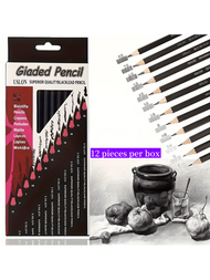 12pcs Set Of HB To 2H Professional Sketching Drawing Pencils, Sketch Pencils, Drawing Pencils, Offic