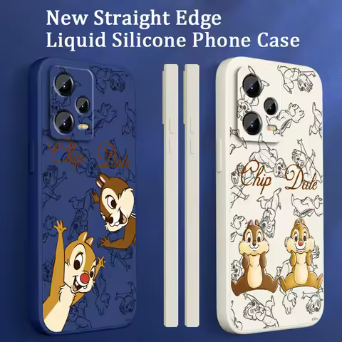 Chip -n-Dale Cartoon Liquid Left Rope For Xiaomi Redmi Note 13 12 12S 12R 11 11T 11S 10 10S Pro Plus