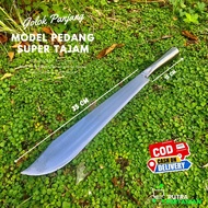 Golok Panjang Gagang Besi Asli Baja Putih Finshing Tajam - Pisau Sembelih Hewan - Golok Pedang Serba