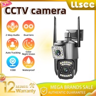 LLSEE V380 Pro 8MP กล้องวงจรปิดกลางแจ้ง WIFI กล้องตรวจจับการเคลื่อนไหว IP66 เลนส์คู่กันน้ำ AI หมุนกล