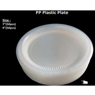[50PCS] Disposable PP Plastic Round Plate / @Round Plastic Plate@ / Party Plate - 7 Inch/ 9 Inch