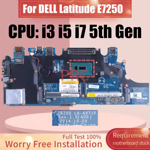 LA-A971P For DELL Latitude E7250 7250 Laptop Motherboard i3 i5 i7 5th Gen 02PVP8 0G9CNK 0TPHC4 Noteb