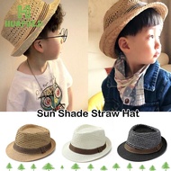 YUEJI Straw Fedora Hat, Trilby Breathable Sun Cap,  Short Brim Straw Floral Hat Man