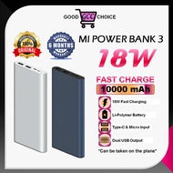 [Good Choice] Ready Stock Xiaomi IOT Original Mi Powerbank 3 10000mAh 18W Fast Charge (Blue / Silver