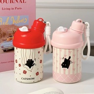 SENSENLIVE Thermos Flask Large Capacity | Double Lid 2-Way Drinking | Coffee Tumbler Straw Water Cup