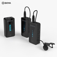 BOYA BY-XM6-S2 2.4G Wireless Microphone System(2 Transmitters &amp; 1 Receiver) Dual Channel Lapel Clip-on Microphone 100M Transmission Range for 3.5mm Smartphone DSLR Camera Camcorder Video Recording Vlogging Live Streaming Interview