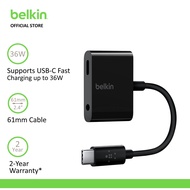 Belkin F7U080btBLK RockStar 3.5mm Audio + USB-C Charge Adapter