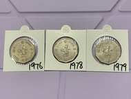 （十角形伍圓一套）香港硬幣英女王伊利沙伯 1976，1978 & 1979 年五元 Government of Hong Kong Queen Elizabeth ll 1976，1978 & 197