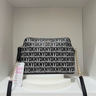 DKNY Donna Karan New York Bryant Dome Monogram Crossbody Bag Black Genuine Leather Original