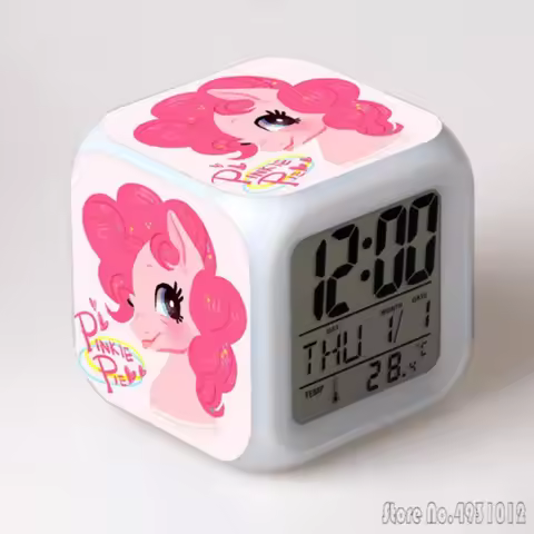 Anime Unicorn Cartoon Alarm Clock Creative Student 8x8x8cm LED Cube with Colorful Light Display Time