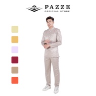 Pazze Baju Melayu Modern Slim Fit - Soft Yellow Elegant Gold Lilac Purple Maroon Latte Oren Bata