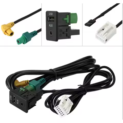 USB + AUX Switch Plug & Cable For VW Passat B6 B7 RCD310 RCD510 Golf MK5 MK6