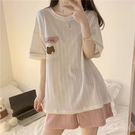 ins Cartoon Bear Pajamas Girls Summer Sweet Round Neck Thin Short-Sleeved Student Homewear Suit KY98