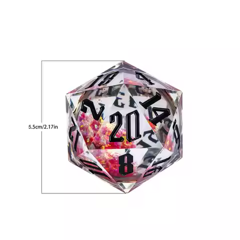 Cusdie 55MM D20 Sharp Edges Dice Plum Blossom Stickers 20 Sided Dice Quicksand D20 Polyhedral Dice f