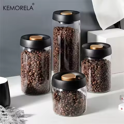 Coffee Beans Vacuum Sealed Tank Transparent Glass Food Storage Jars Household Moisture-proof Air Ext
