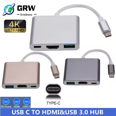USB C HDMI Type c Hdmi mac 3.1 Converter Adapter Typec to HDMI/USB 3.0/Type-C Aluminum For Apple Mac
