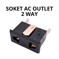 2 Way Flat AC Outlet Socket 2 Hole Flat Panel Socket