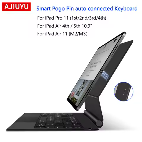 Magnetic Docking Pogo Pin Keyboard For iPad Air 11 M3 M2 iPad Pro 11 4th 3rd 2nd 1st Gen Smart Cover