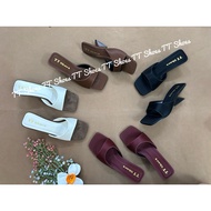 (standard size) 5cm square toe silk leather down heel Shoes TT Shoes tt xuongtronmvti