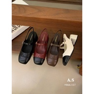 Bare Sandal with matte leather, available in 3 colors, 5cm square heel, gentle on the feet