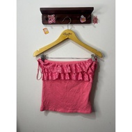 BERSHKA PINK BANDEAU TOP