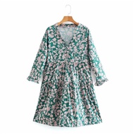 HIJAU 32176 Women's Green Flower Dress Green Flower Dress