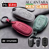 【Mr.Key】New Alcantara Suede Car Key Case Bag Cover For Hyundai ix25 ix35 Sonata Elantra Tucson Avante Verna SantaFe Kona Accessories