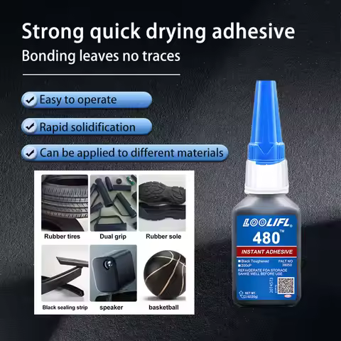 20g Loctite 480 Black Super Glue, Quick-Bondig Adhesive Leather Rubber Wood Metal Strong Liquid Glue