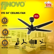SYK Inovo V15 54 Inch Ceiling Fan Matt Black DC Motor 5 Blade Ceiling Fan Electric Remote Control Ki