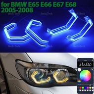 M4 Style RGB Ring Angel Eyes Phone APP Control Remote LED Headlight Rings for BMW 7 Series E65 E66 E