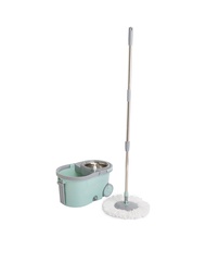 ชุดถังปั่น Spin Mop with Wheel พร้อมไม้ถูพื้นผ้าไมโครไฟเบอร์ สีเขียวอ่อน
