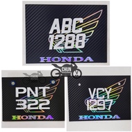 RAINBOW PLATE HONDA MOTOR NO PLATE / LICENSE PLATE Cantik Dgn Crystal Font (RS150,Beat,Wave Alpha,Da