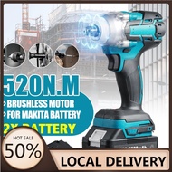 Blue Electric Impact Wrench Rechargeable 1/2 Socket Brushless Cordless Wrench Screwdriver Power Tool