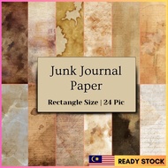 24 Vintage Junk Journal Texture Paper Pages |  DIY Collage Junk Journal Decoration Student Crafts