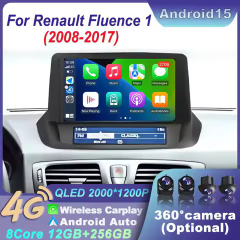 For Renault Fluence 1 2008-2017 Car Radio Video 4G Navigation Multimedia Android 15 2K QLED Screen S