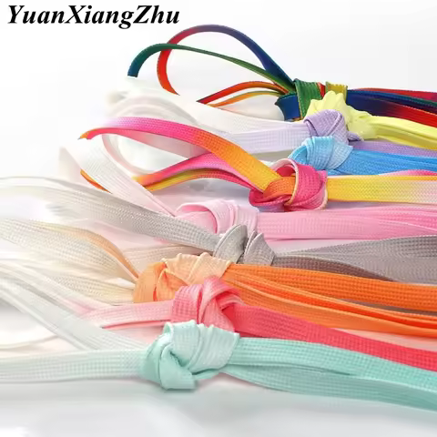 1Pair Colorful Silk shoelaces Candy Gradient Party Camping Boots Shoelace Canvas Strings Camping Sho