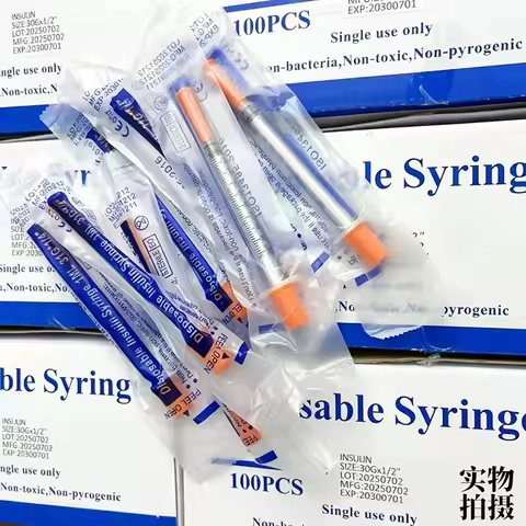 Syringe Insulin 50pcs Wholesale 1CC 0.5ml 0.3ml 32g 31g 29g 6mm 8mm 13mm Human Veterinary Syringe wi