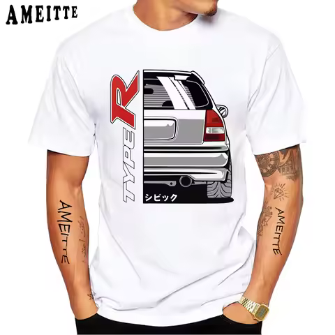 New Summer Men Short Sleeve Civic Type R EK9 Car Print T-Shirt Vintage Hip Hop Boy Casual Tops Haraj