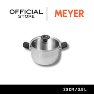 MEYER LUNA SS เครื่องครัวสเตนเลส สตีล หม้อสองหูขนาด 20 ซม./ 3.8 ลิตร พร้อมฝาแก้ว (71796-T)