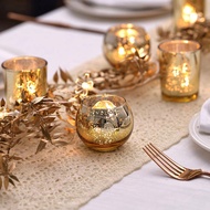 12PCS Gold Mercury Glass Votive Candle Holders Tealights Candle Holders for Weddings Rehearsal Dinne