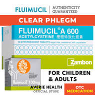 Zambon Fluimucil A 600mg Effervescent Tablets 10s | 100mg Sachets 30s| Clears Phlegm Cough Mucus | Mucosolvan / Leftose